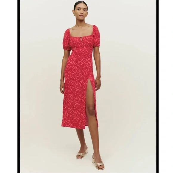 Reformation Teyana Red Polka Dot Dress - Picture 1 of 7